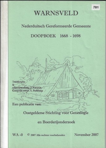005-C-781 Warnsveld Nederduits Gereformeerde Gemeente Doopboek 1668-1698 OTGB